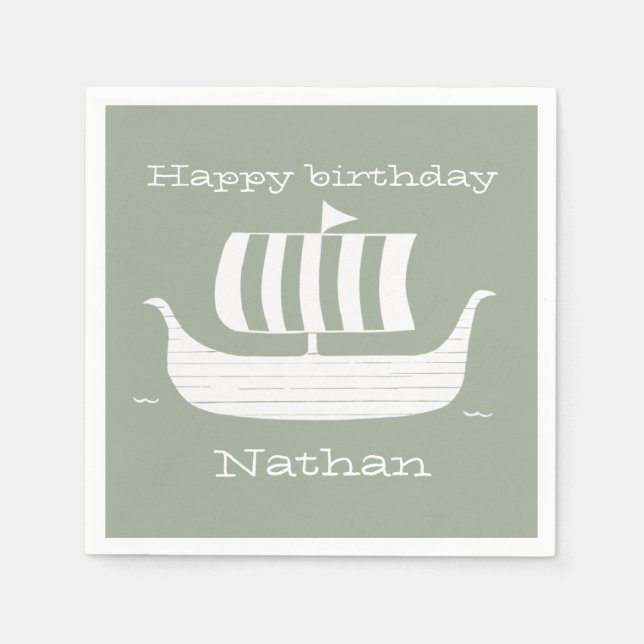 Viking frakt/långbåt med anpassningsbar bakgrund f pappersservett (Framsidan)