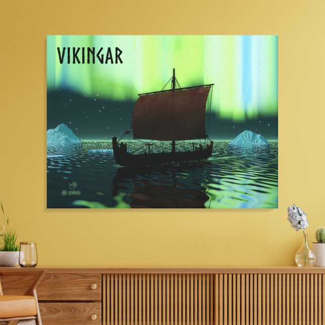 Viking Frakt och norra Ljus Canvastryck (Insitu (Vardagsrum))