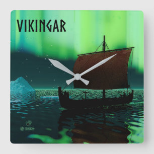 Viking Frakt och norra Ljus Fyrkantig Klocka