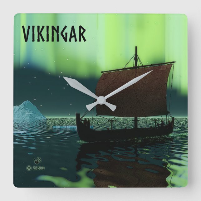 Viking Frakt och norra Ljus Fyrkantig Klocka (Framsida)