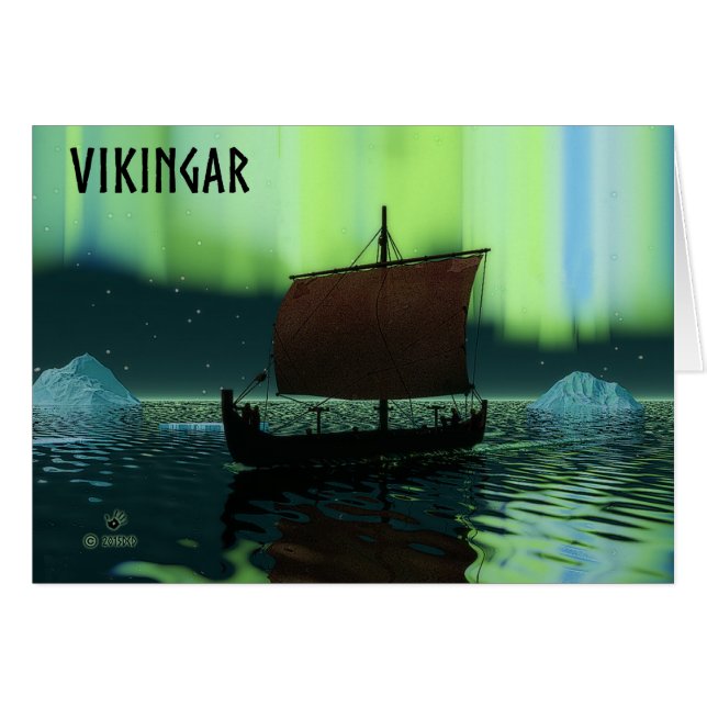 Viking Frakt och norra Ljus Hälsningskort (Framsidan Horizontal)