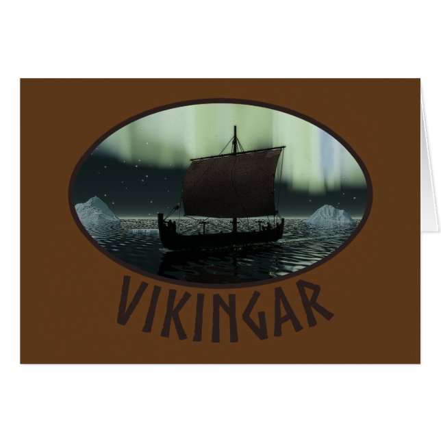 Viking Frakt och norra Ljus Hälsningskort (Framsidan Horizontal)