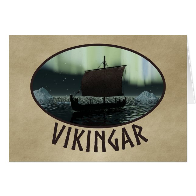 Viking Frakt och norra Ljus Hälsningskort (Framsidan Horizontal)