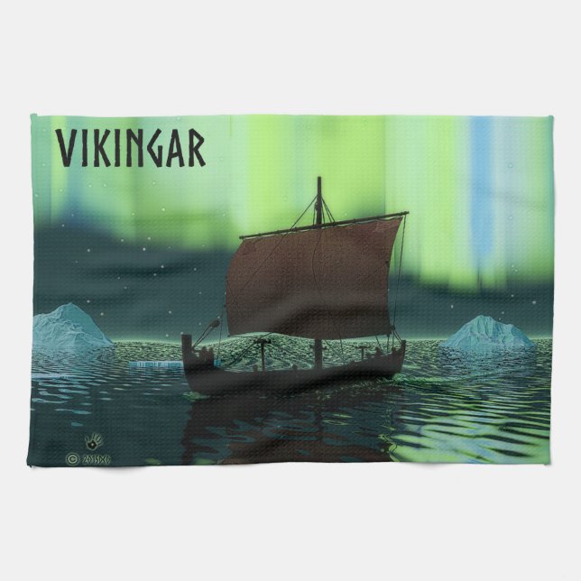Viking Frakt och norra Ljus Kökshandduk (Horisontell)