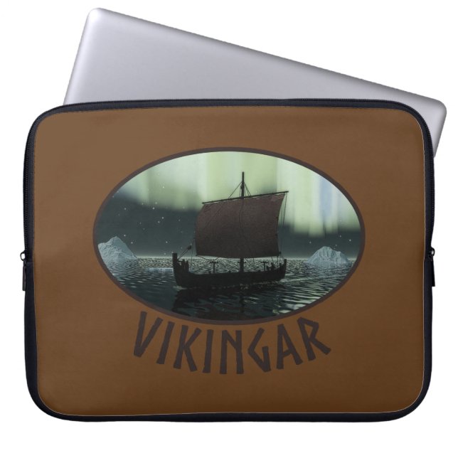 Viking Frakt och norra Ljus Laptop Sleeve (Framsidan)