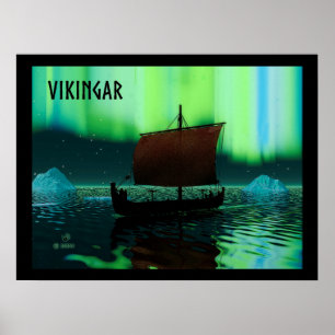 Viking Frakt och norra Ljus Poster