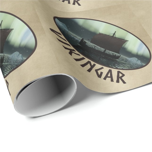 Viking Frakt och norra Ljus Presentpapper (Rullad Hörn)