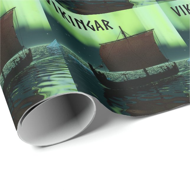 Viking Frakt och norra Ljus Presentpapper (Rullad Hörn)