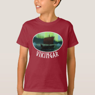 Viking Frakt och norra Ljus Tee Shirt