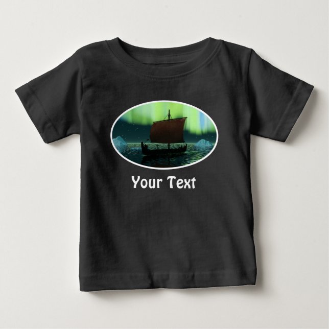 Viking Frakt och norra Ljus Tee Shirt (Framsida)
