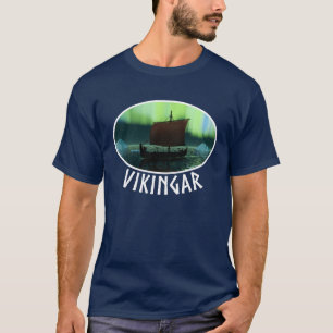 Viking Frakt och norra Ljus Tee Shirt