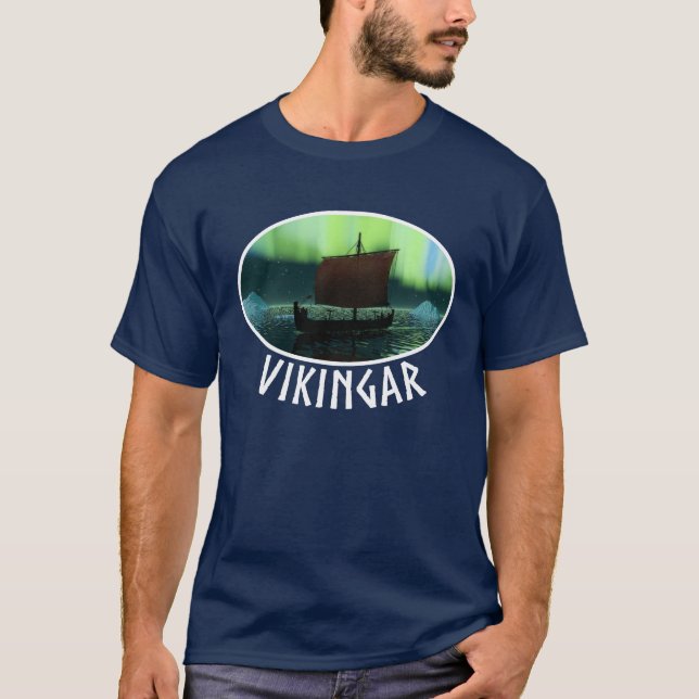 Viking Frakt och norra Ljus Tee Shirt (Framsida)