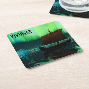 Viking Frakt och norra Ljus Underlägg Papper Kvadrat