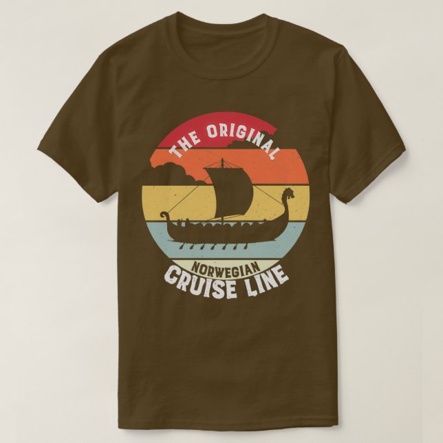 Viking Frakt Original Cruise Line Norsk Retro V T Shirt (Design framsida)