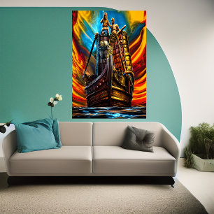 Viking frakt på havet AI Art Poster