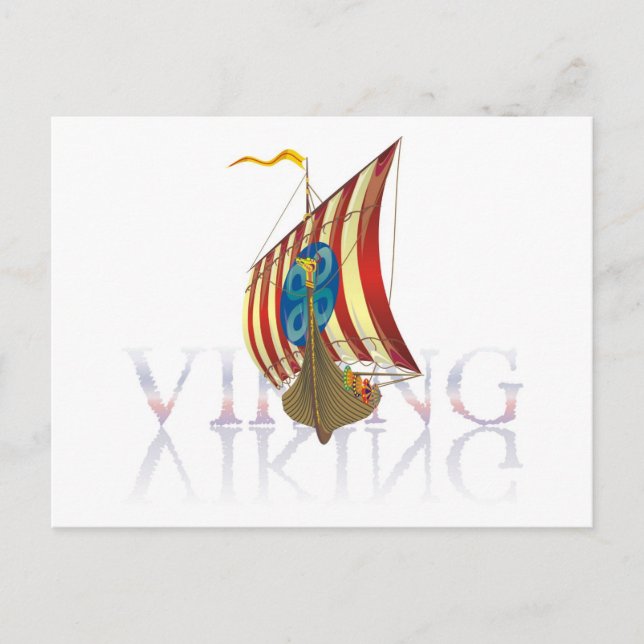 Viking frakt reflekterar över mystiska vatten vykort (Framsida)