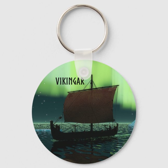 Viking Frakt under norra Ljus Nyckelring (Framsida)