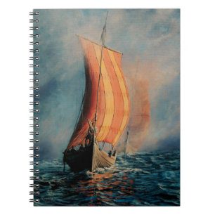 Viking fraktsegling på havet/hav i dimma, långt anteckningsbok
