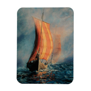 Viking fraktsegling på havet/hav i dimma, långt magnet