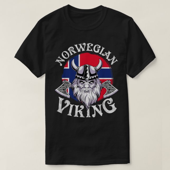 Viking Funny Norge Flagga Vikings T Shirt (Design framsida)