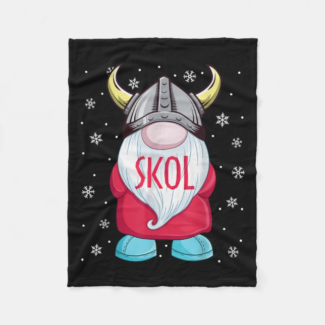 Viking Gnome Skol jul Norse Pajama Viking Me Fleecefilt (Framsidan)