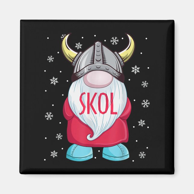 Viking Gnome Skol jul Norse Pajama Viking Me Magnet (Framsidan)