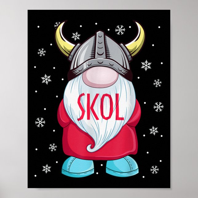 Viking Gnome Skol jul Norse Pajama Viking Me Poster (Framsidan)