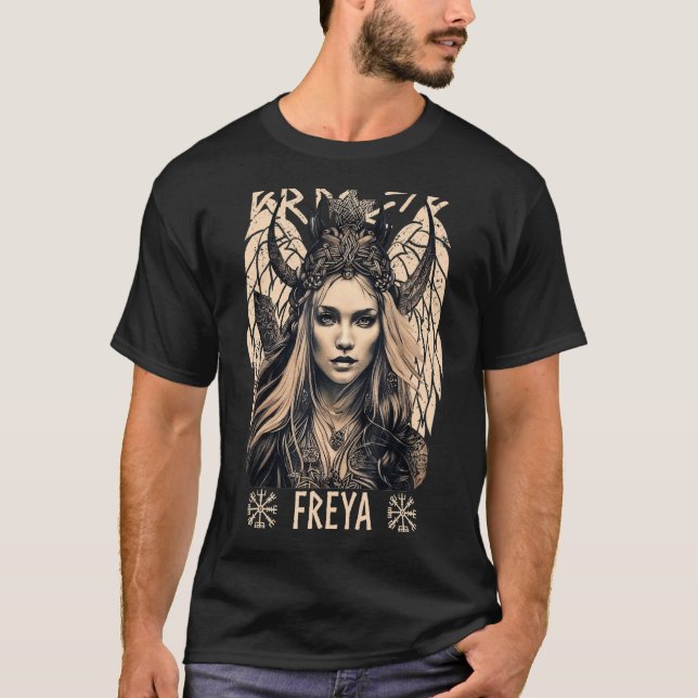 Viking Goddess Freya Shieldmaiden Celtic Mythology T Shirt (Framsida)