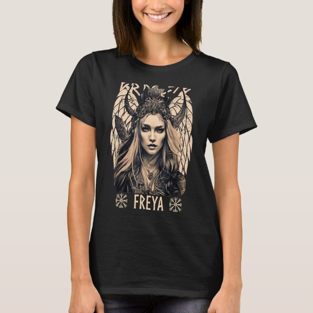 Viking Goddess Freya Shieldmaiden Celtic Mythology T Shirt (Framsida)