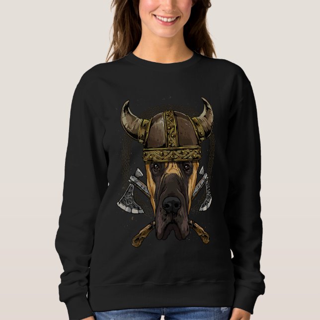 Viking Great Dane Renaissance Norse Pagan Valhalla T Shirt (Framsida)