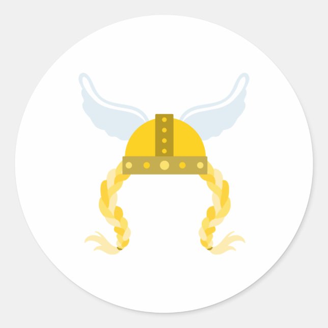 Viking Helmet Braids Runt Klistermärke (Framsida)