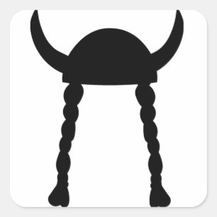 Viking Helmet och Braids Fyrkantigt Klistermärke