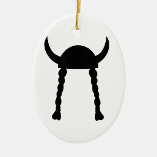 Viking Helmet och Braids Julgransprydnad Keramik