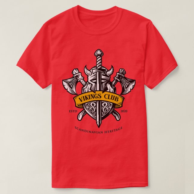 Viking Helmet Shield och Ax T Shirt (Design framsida)