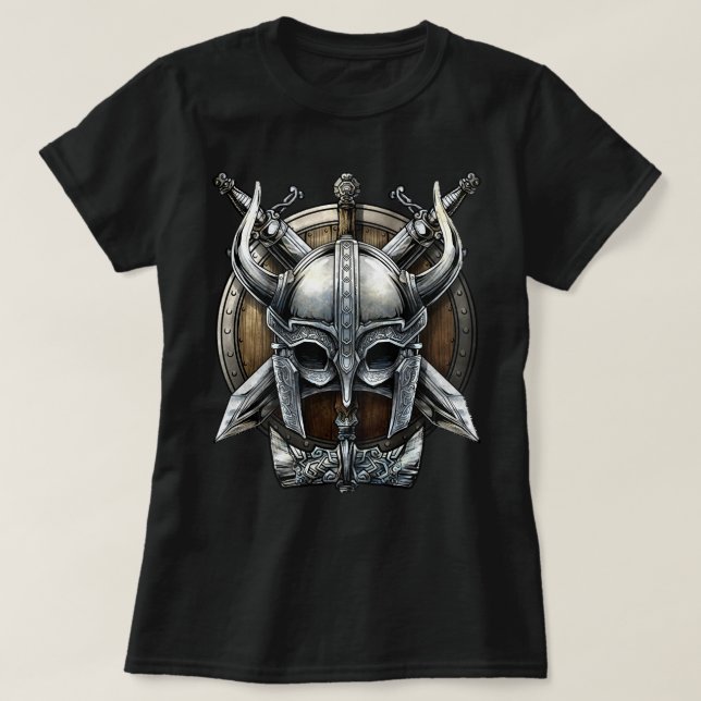 Viking Helmet Weapon T Shirt (Design framsida)