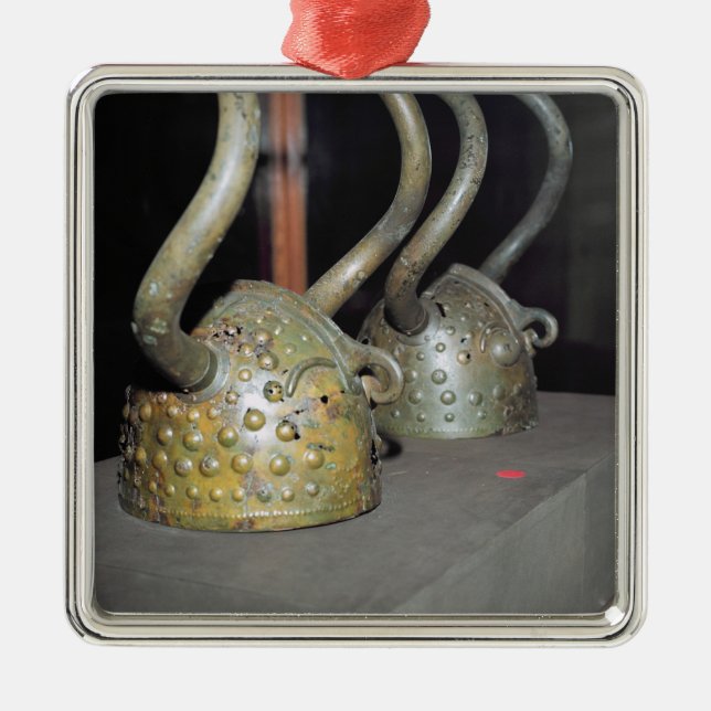 Viking hjälm julgransprydnad metall (Framsidan)