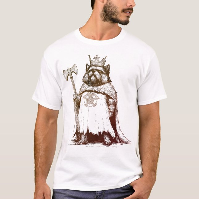 Viking Hund Kung - Norse Animal Warrior Krona AX T Shirt (Framsida)