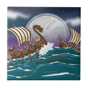 Viking invasionsflotta kakelplatta