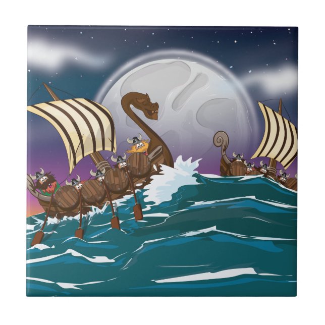 Viking invasionsflotta kakelplatta (Framsidan)
