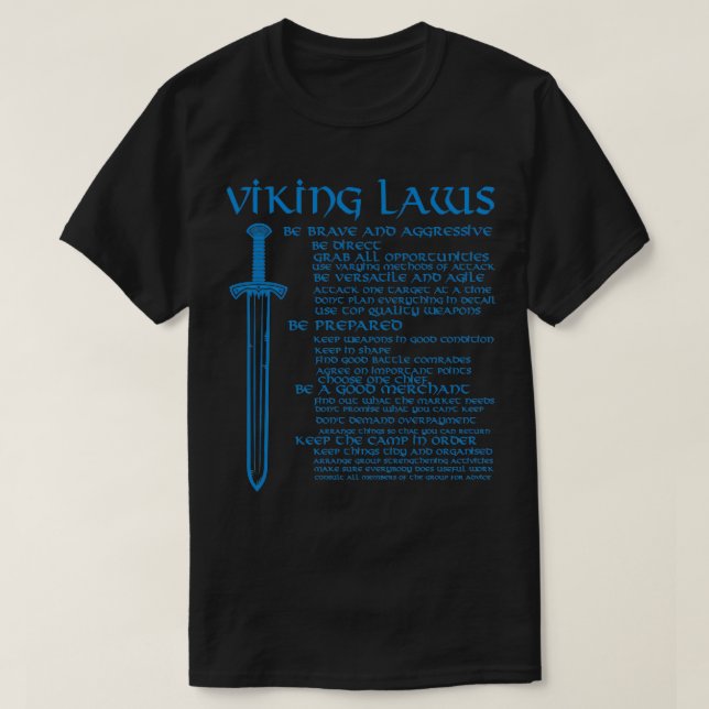 Viking Laws Scandinavian Warriors Sword Blue T Shirt (Design framsida)