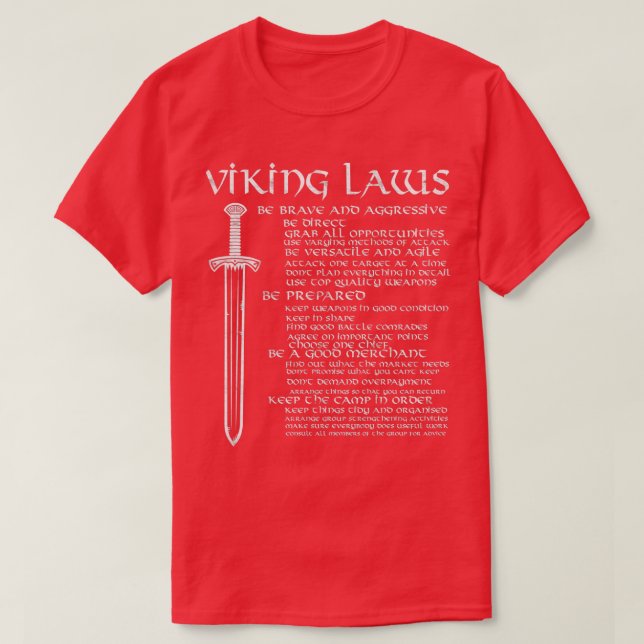 Viking Laws Scandinavian Warriors Sword Distress T Shirt (Design framsida)