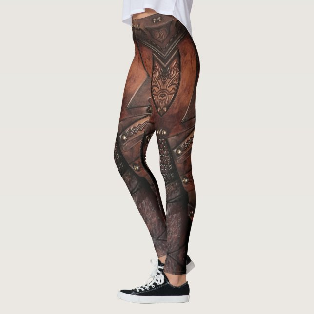 Viking Leather Armor Vest Abstrakt Leggings (Vänster)