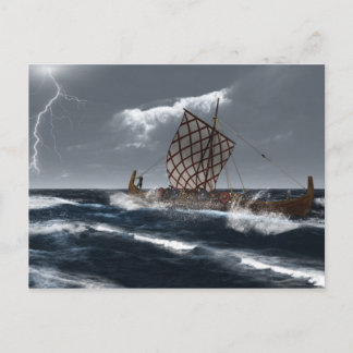 Viking Longship in a Atlantic Storm Vykort