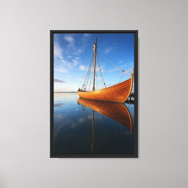 Viking Longship Reflection Scandinavian Nautical Canvastryck (Framsida)