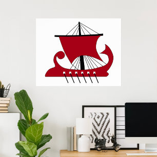 Viking Longship Silhouette Drakkar Frakt Poster