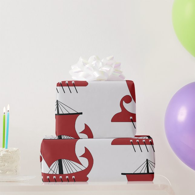 Viking Longship Silhouette Drakkar Frakt Presentpapper (Skapare uppladdad)