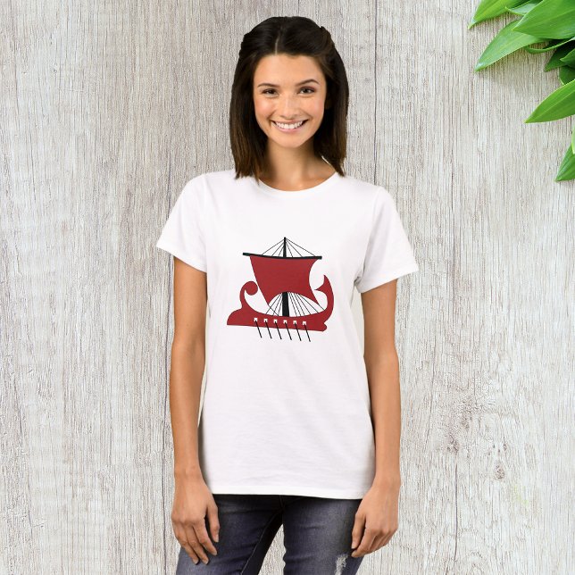 Viking Longship Silhouette Drakkar Frakt T Shirt (Skapare uppladdad)