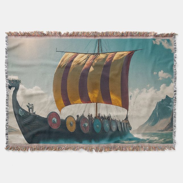 Viking Longship skär genom Vågar Filt (Framsidan)