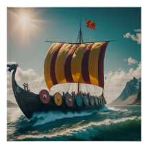 Viking Longship skär genom Vågar