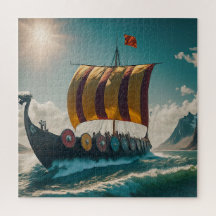 Viking Longship skär genom Vågar